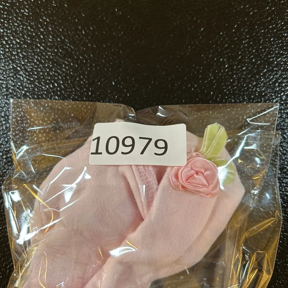 Baby Beanie Hat Pink Rose Applique Infant Newborn Girl Cute Soft size 0-3 Months